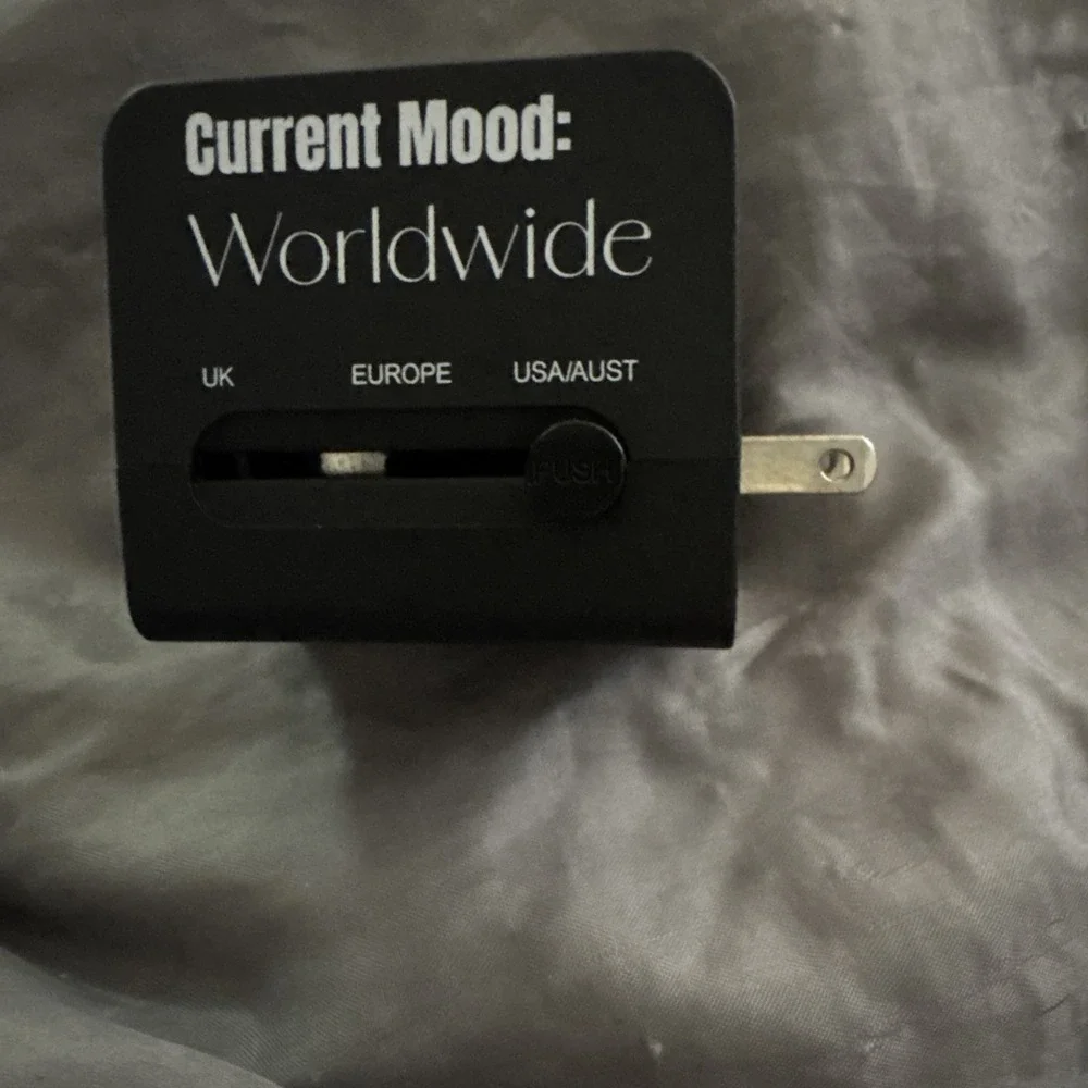 Current Mood: Worldwide Travel Power Plug Adapter With Case EUC Europe/UK/US-AUS